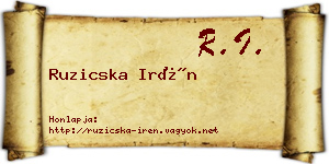 Ruzicska Irén névjegykártya