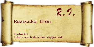 Ruzicska Irén névjegykártya